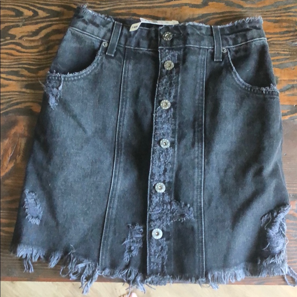 NWOT CARMAR faded black denim skirt